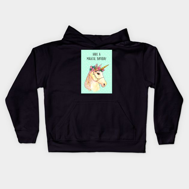 Magical Unicorn Birthday Kids Hoodie by Poppy and Mabel